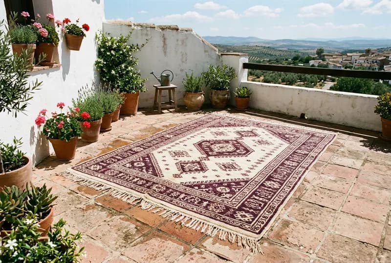 Tapete estendido a secar num terraço